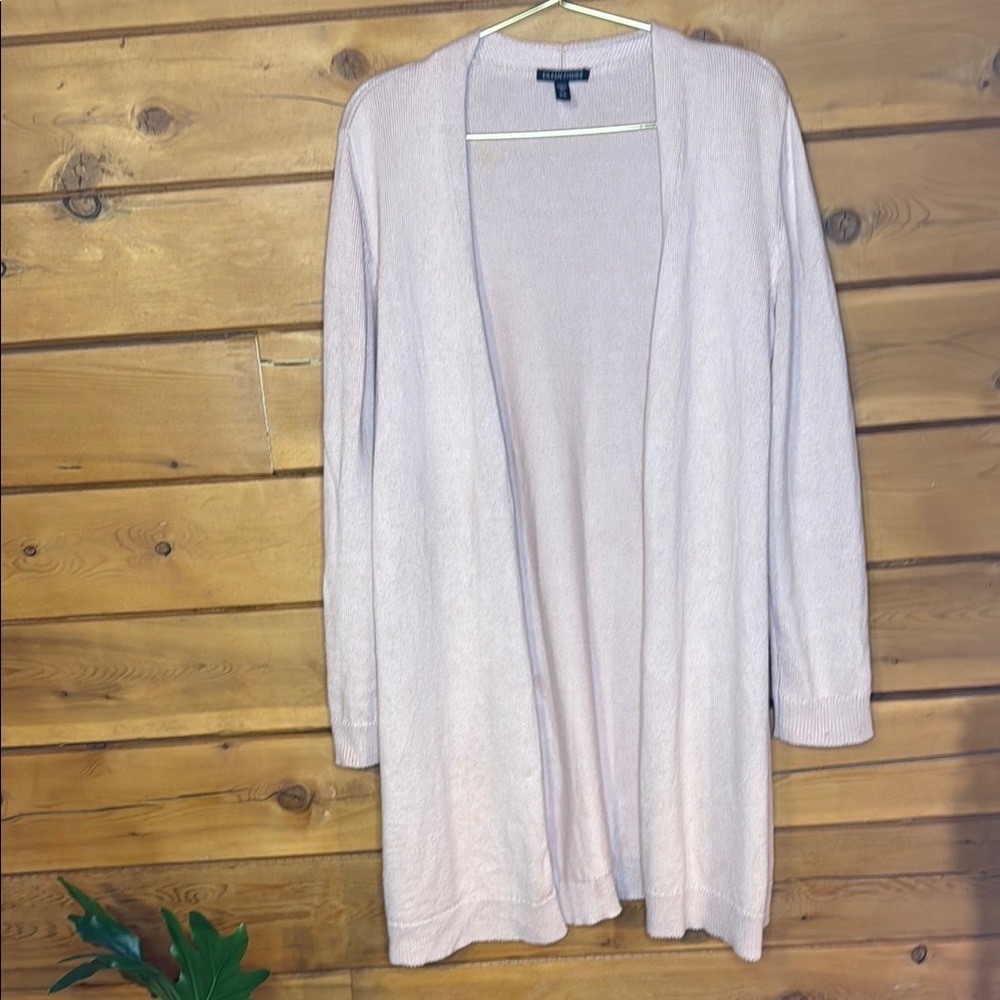 EILEEN FISHER Powder Pink size M Organic Linen + Cotton blend Long Cardigan